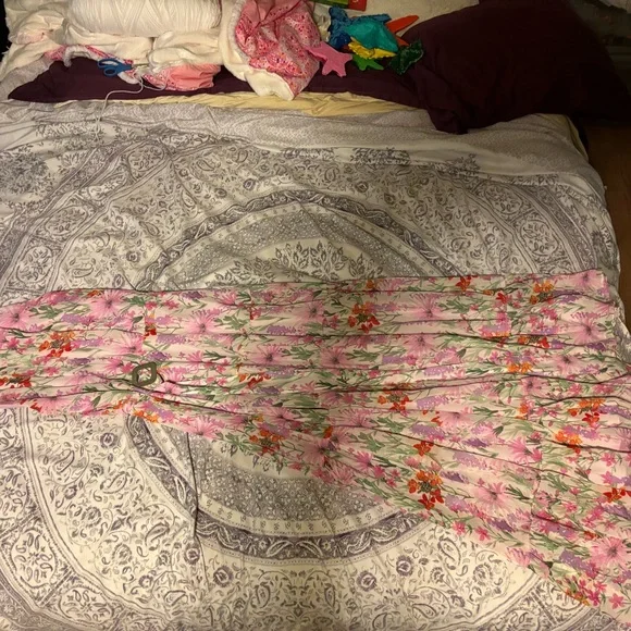 Floral Pink and Green Maxi Dress - Picture 2 of 4